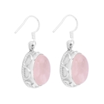 925 silver pink rose quartz cute earrings